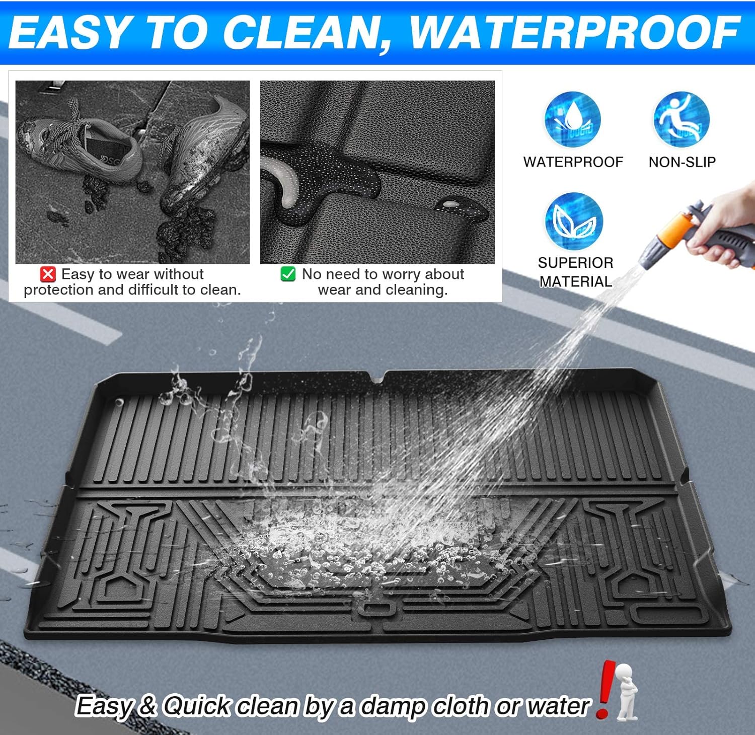 Custom Fit All Weather Car Cargo Mat for 2021 2022 Ford Bronco 4-Door, Pack of 2 I3993