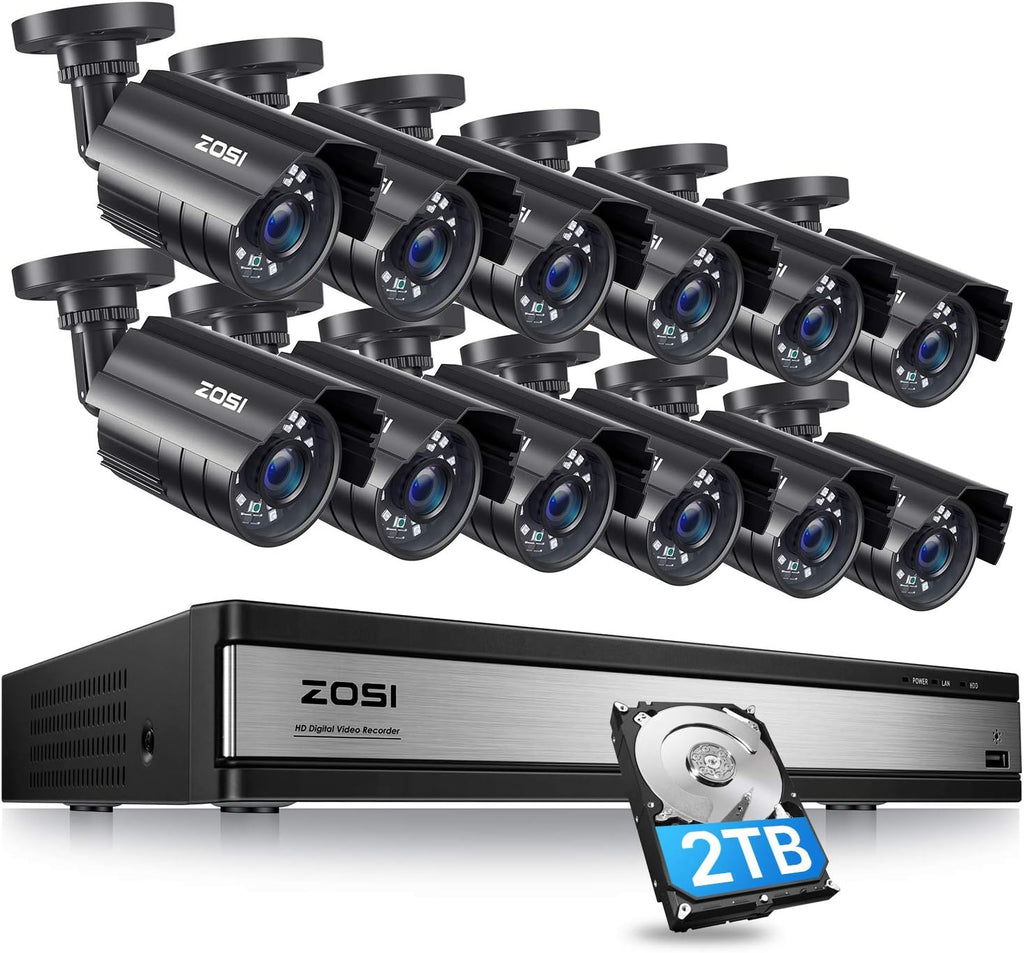 16CH 1080p Security Camera System with 2TB Hard Drive and 16 Bullet Camera with Night Vision G201849