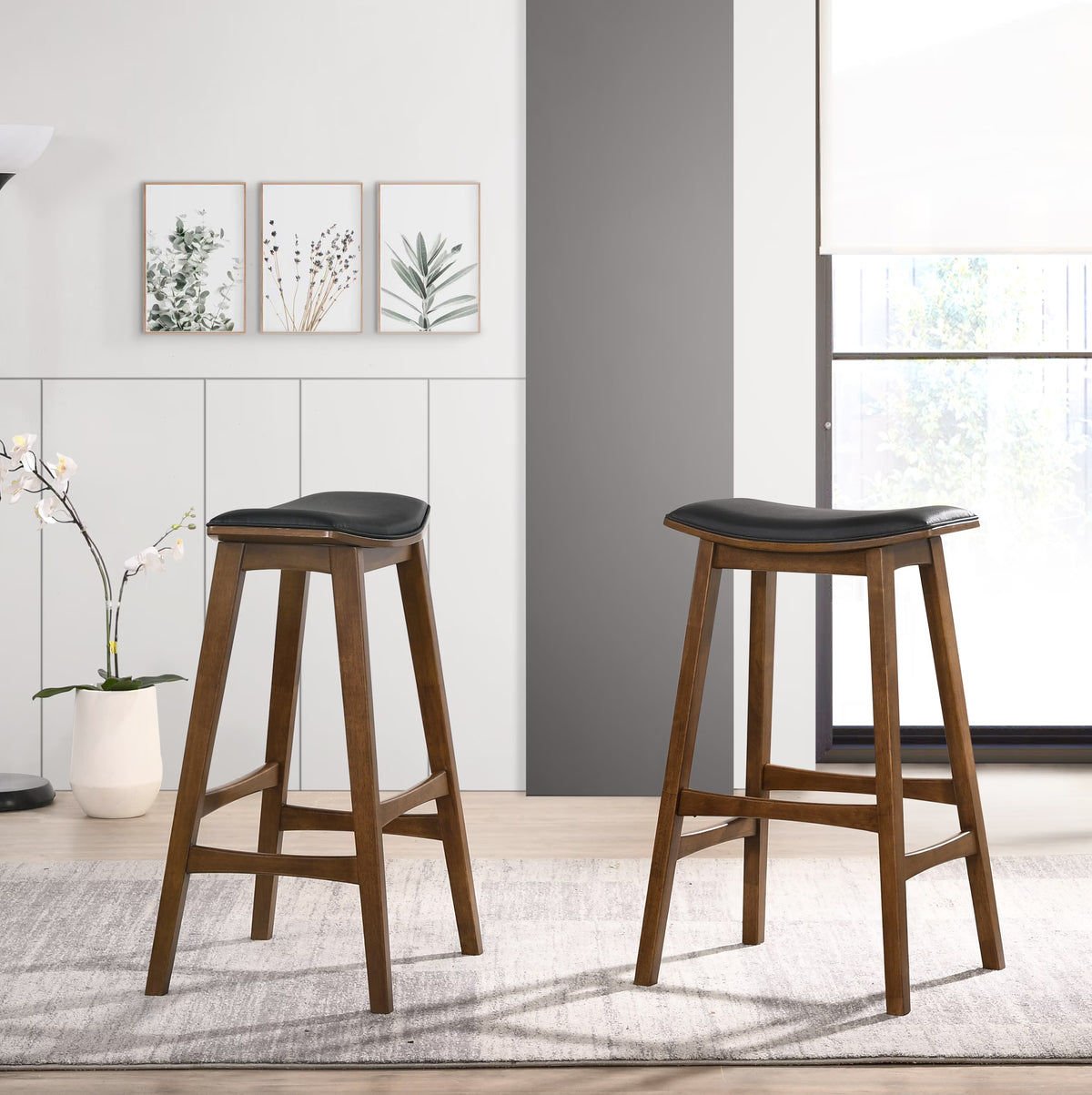 Set of 2 Faux Leather Upholstered Barstools P520