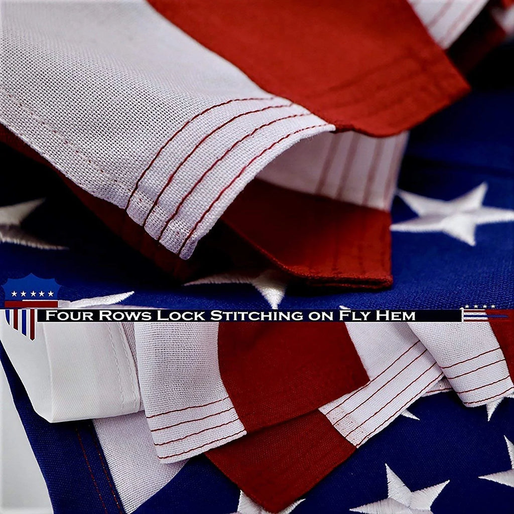 American Flag 4x6 Ft Heavy Duty Spun Polyester Embroidered Stars Sewn Stripes Brass Grommets Q476515