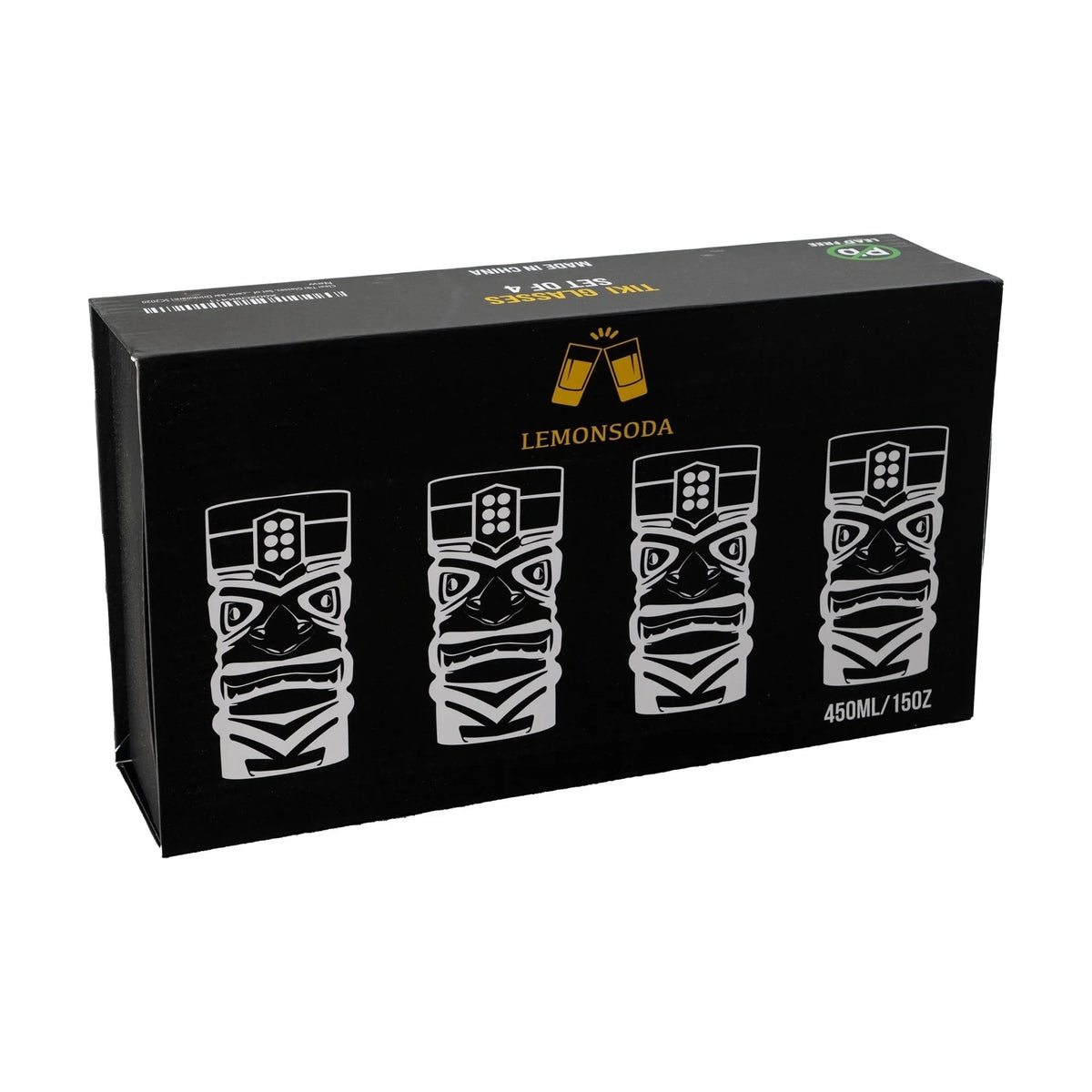 Clear Tiki Glasses, Set of 4, 450 ML D4002