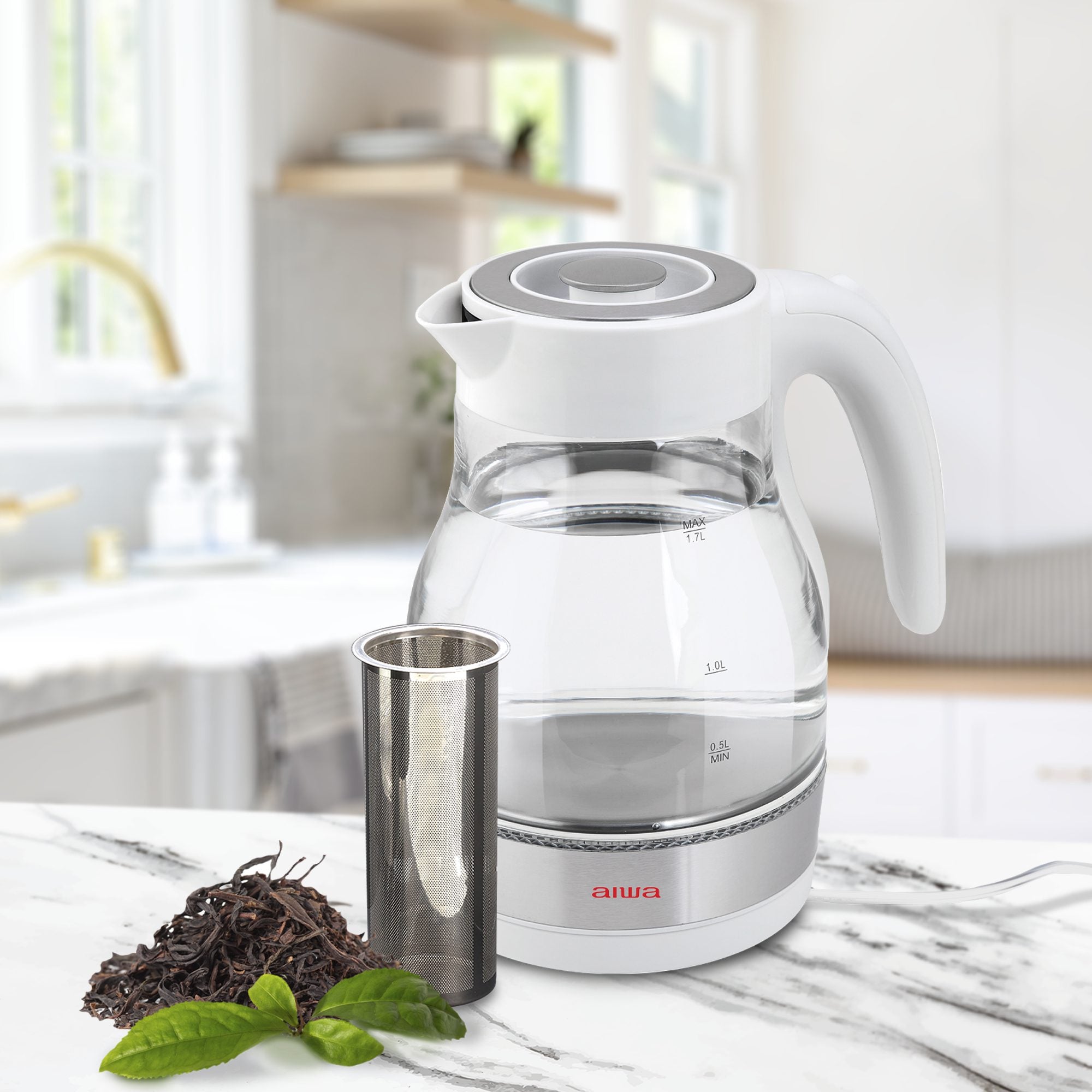 2 in 1 White Infusion Kettle with Removable Stainless Steel Tea Infuser X1818