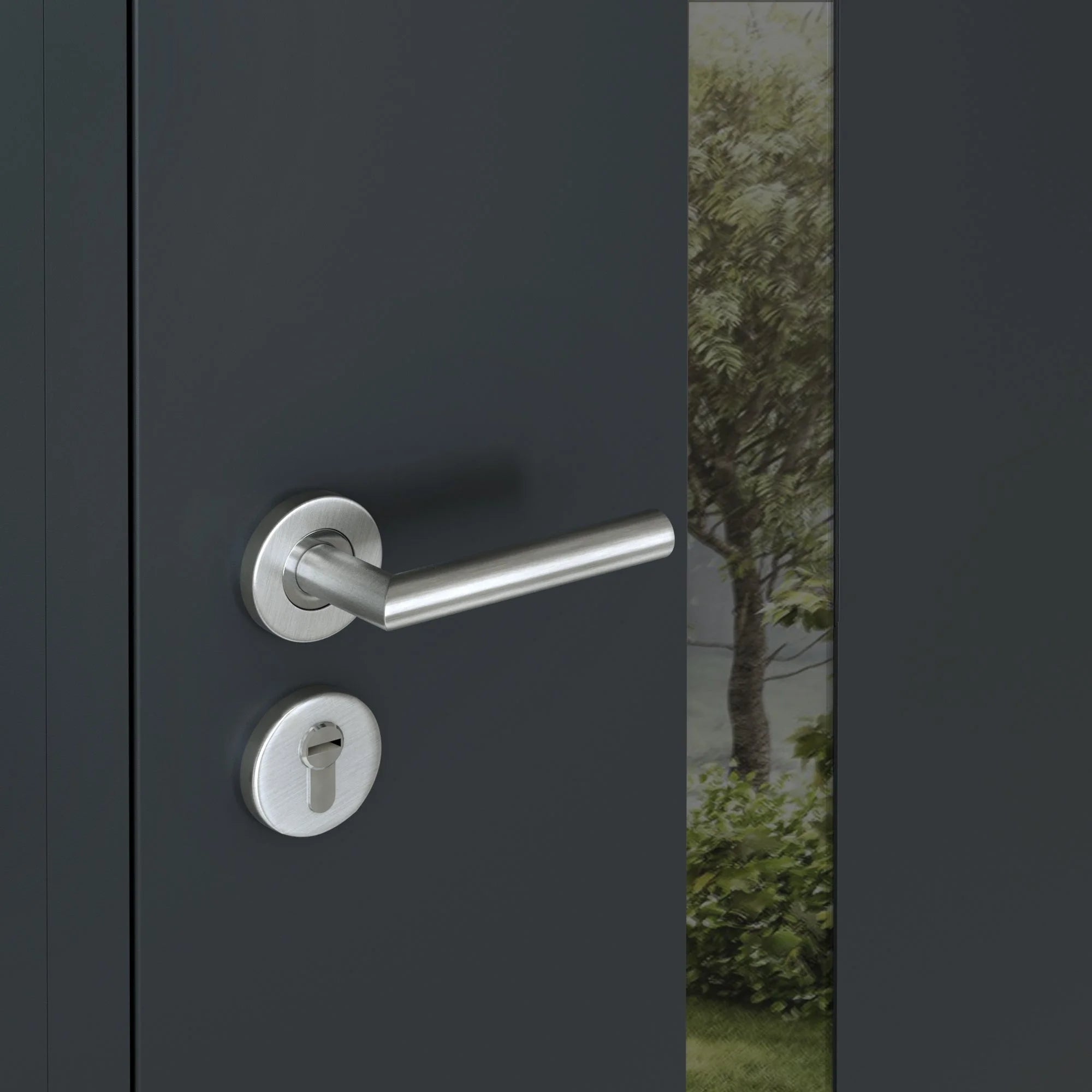 Black Steel Prehung Door with 2 Side Windows, 36" x 80" Right-hand Inswing K3623