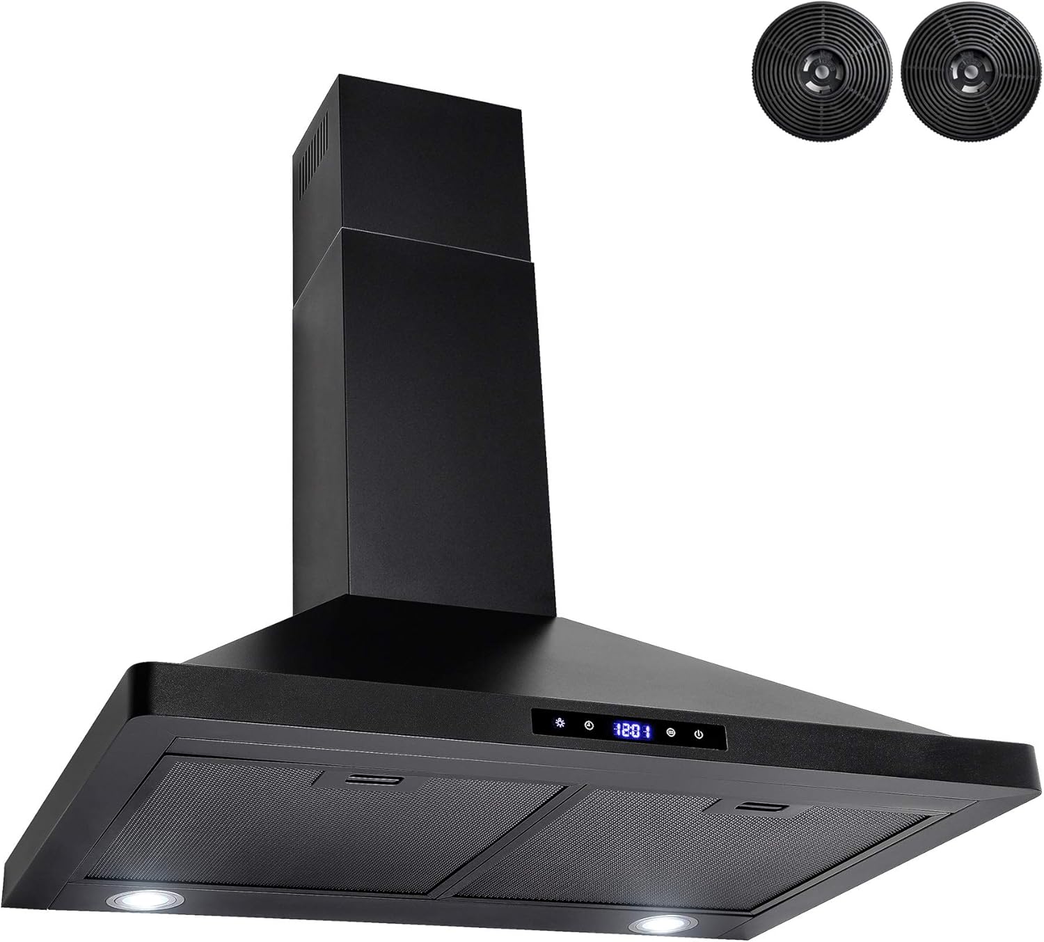 Black Painted Stainless Steel Range Hood with Lights and Carbon Filters Z8568
