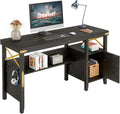 Rustic Brown 55 Inch Computer Desk with Storage Cabinet R5649