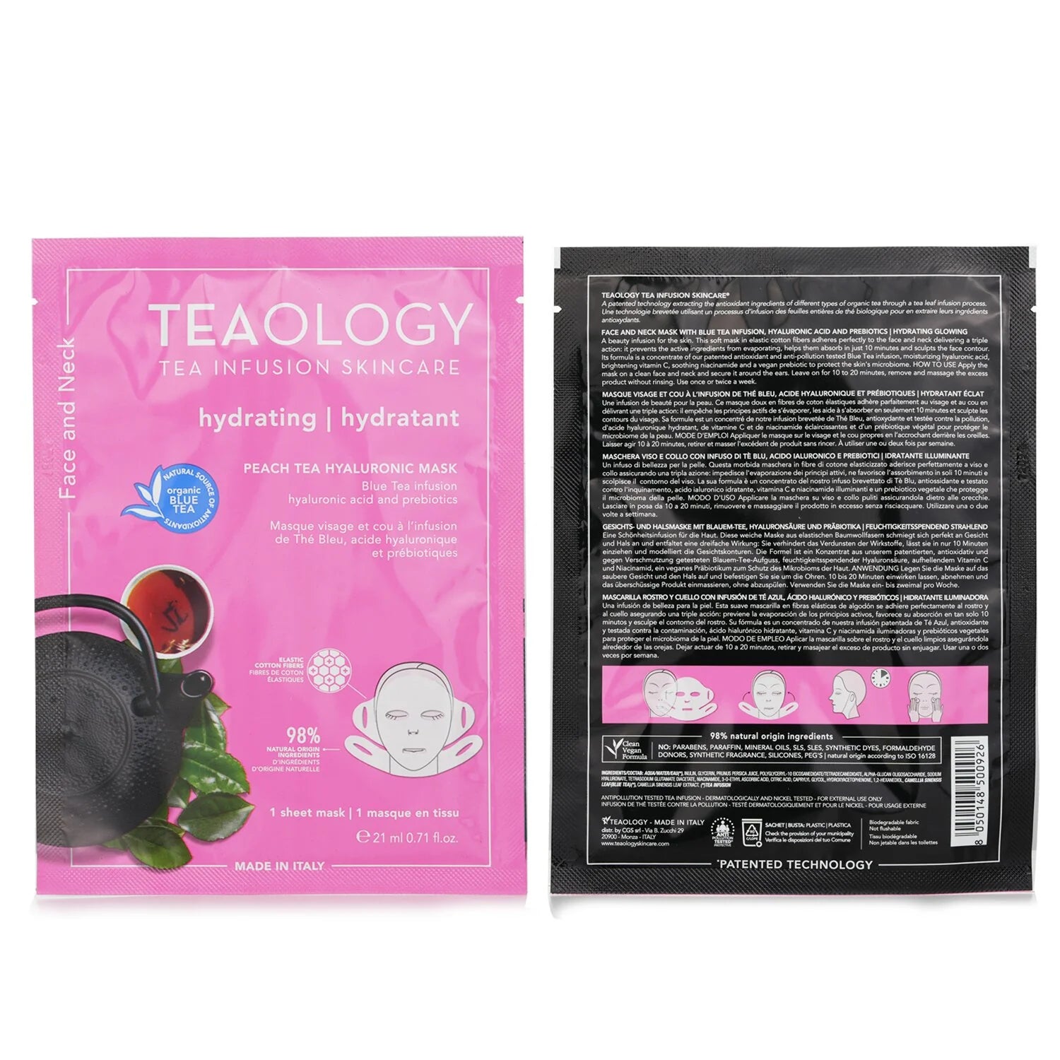 Peach Tea Hyaluronic Face & Neck Mask 21ml C93674