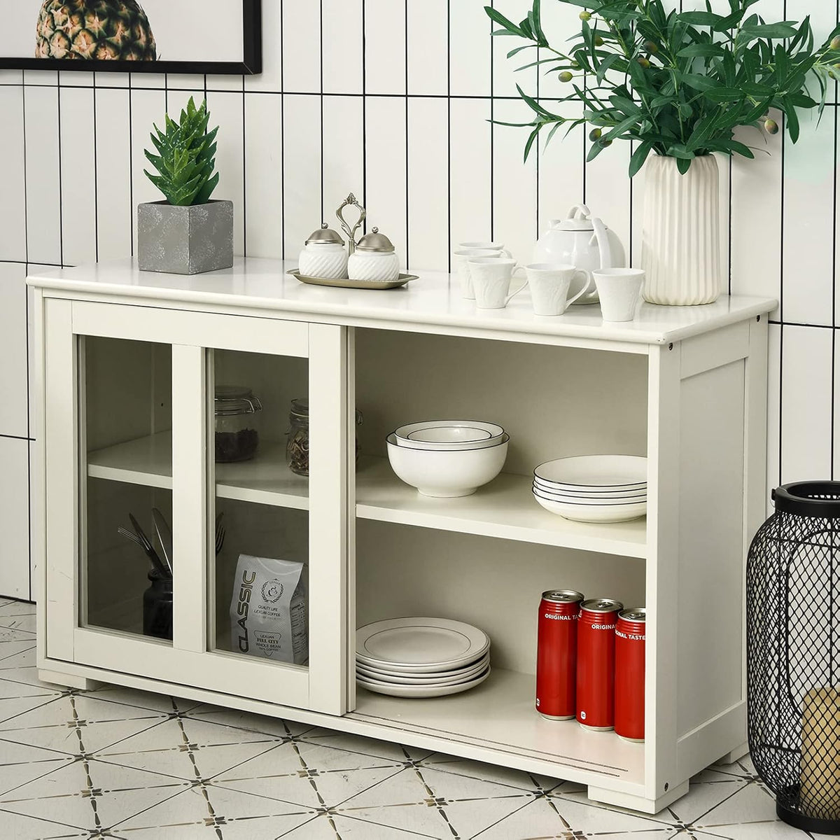 Kitchen Storage Sideboard Cabinet with Glass Storage G332847