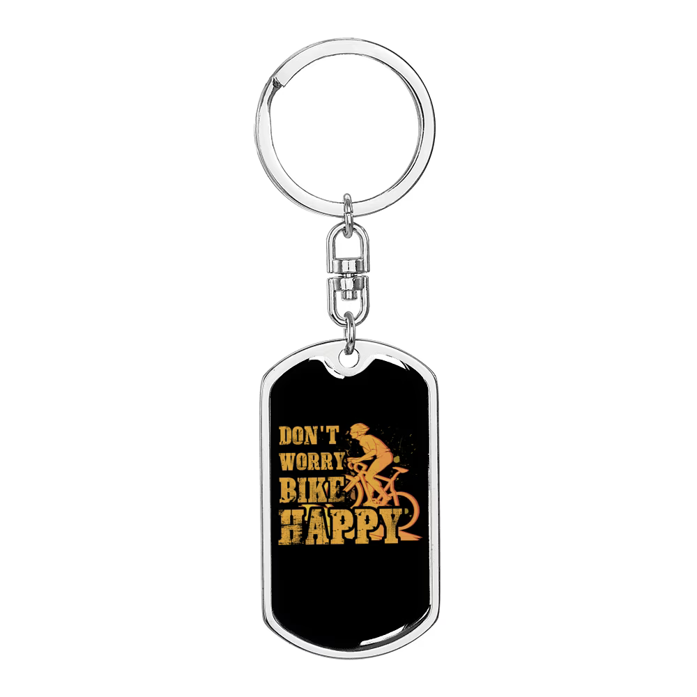 Stainless Steel or 18k Gold Swivel Dog Tag Keychain M746395