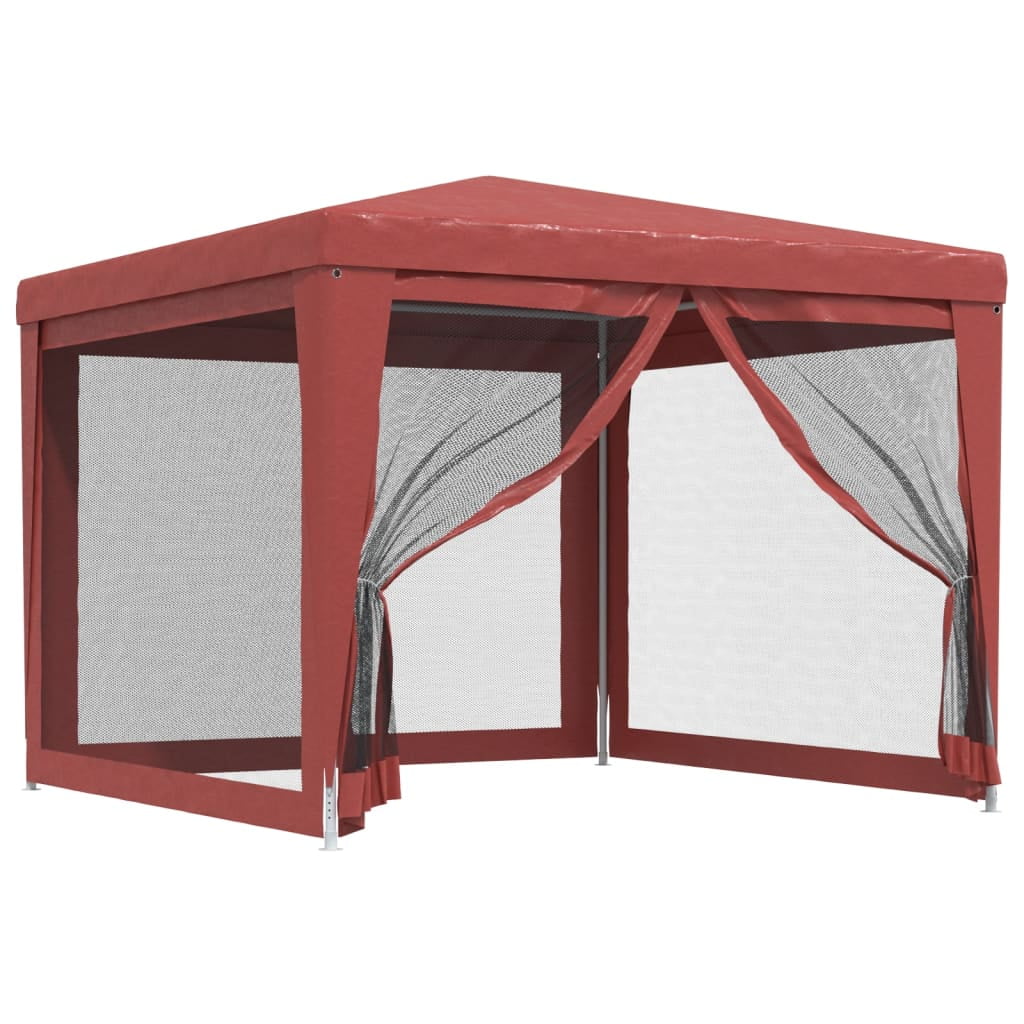 Red 9.8'x9.8' HDPE Party Tent with 4 Mesh Sidewalls X516035