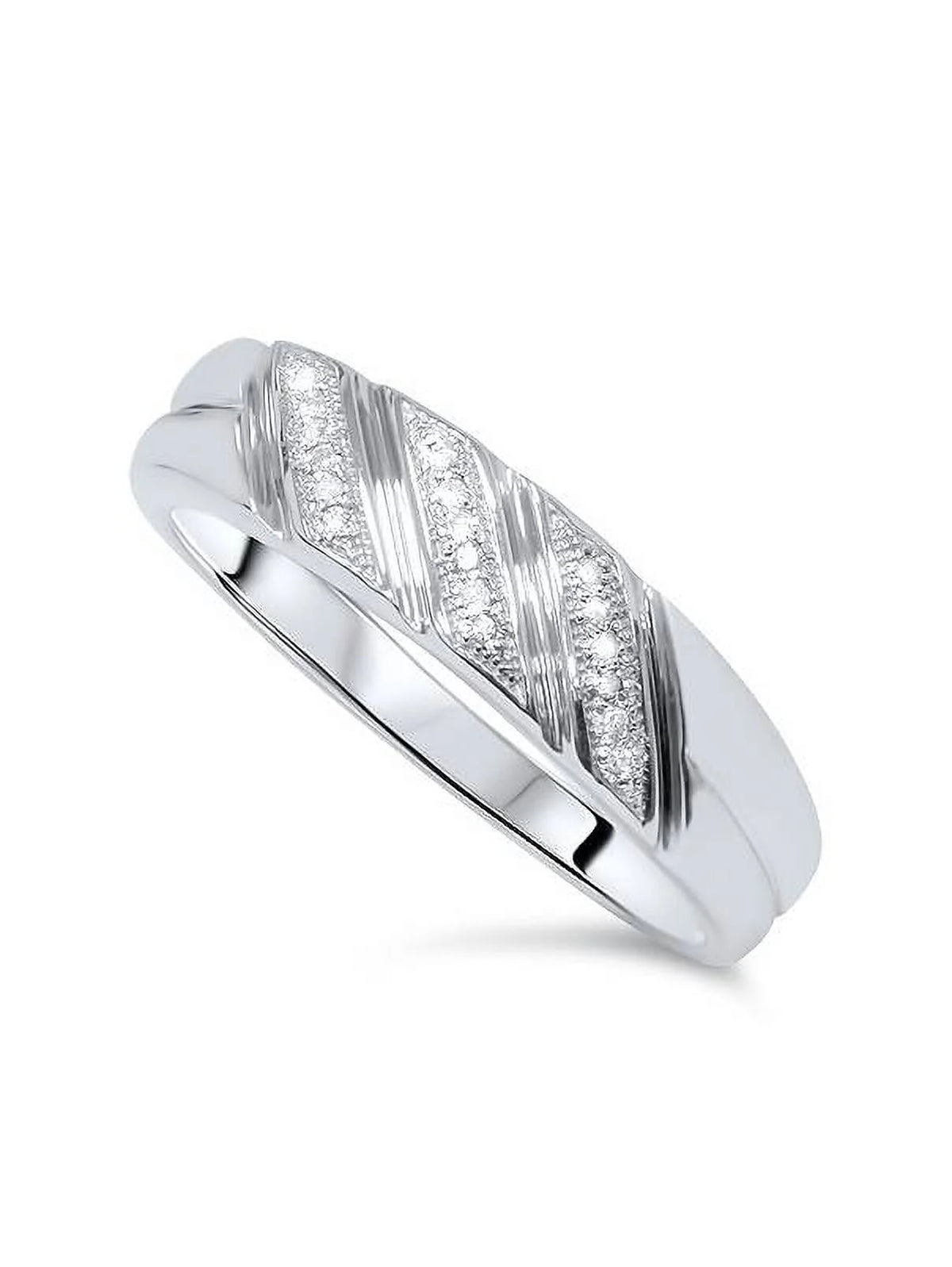10K White Gold Mens Diamond Ring Z65327