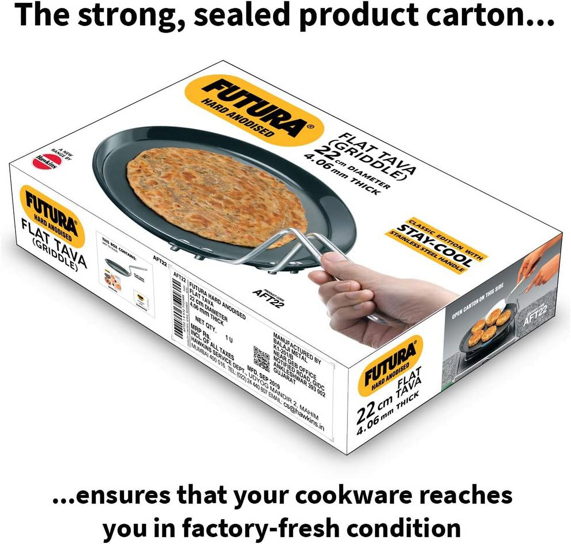 8-Inch Hard Anodised Flat Tava Griddle H70586