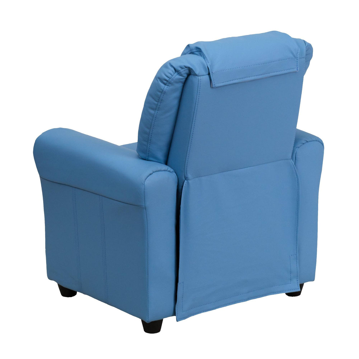 Light Blue Vinyl Kids Recliner with Cup Holder and Headrest O376275