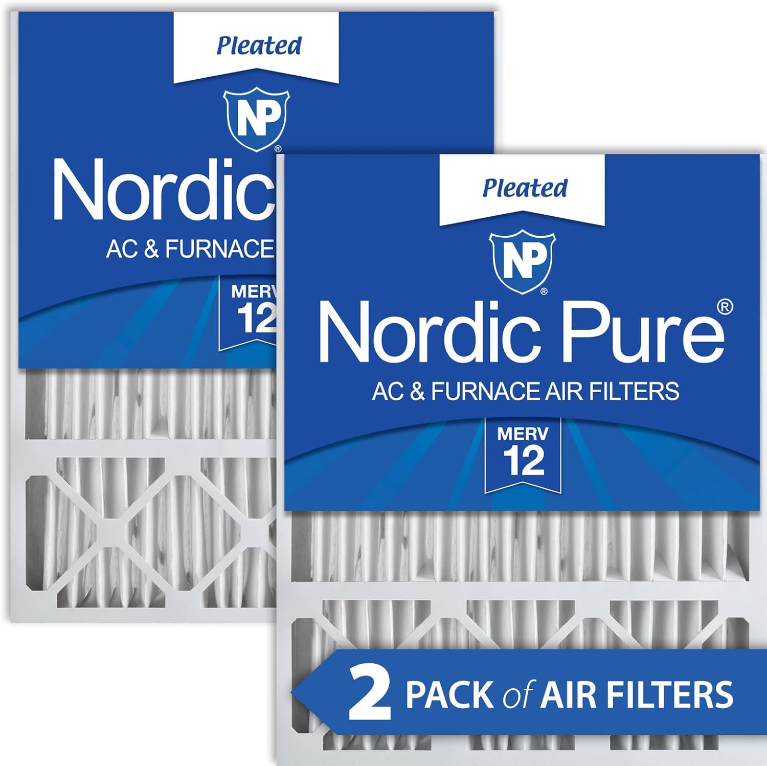 20x25x5 MERV 12 Pleated AC Furnace Air Filters 2 Pack Q74575
