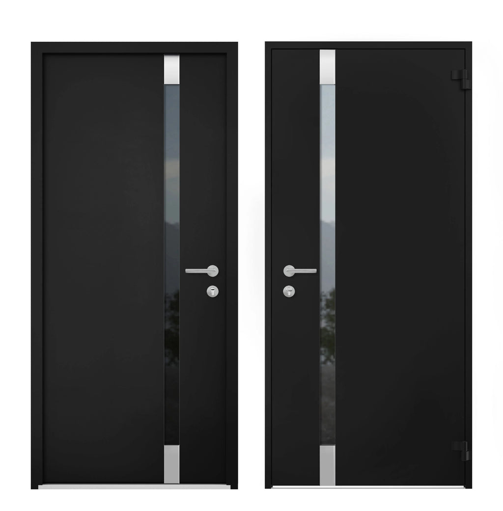 Black Steel Prehung Door with 2 Side Windows, 36" x 80" Right-hand Inswing K3623