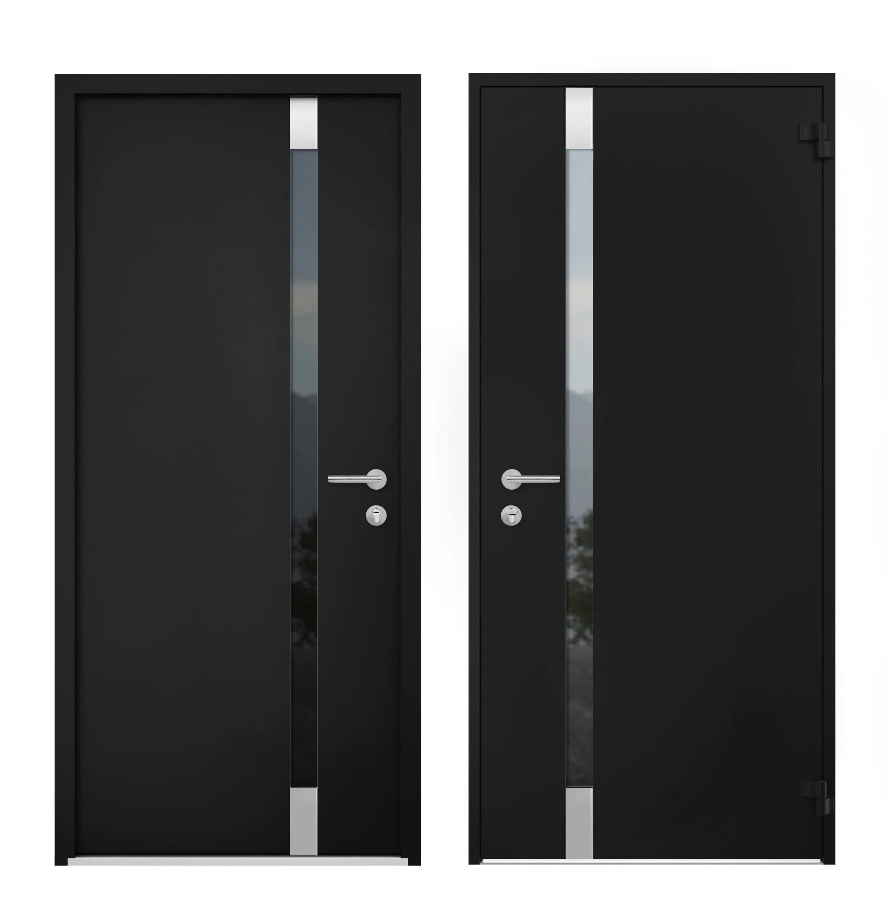 Black Steel Prehung Door with 2 Side Windows, 36" x 80" Right-hand Inswing K3623