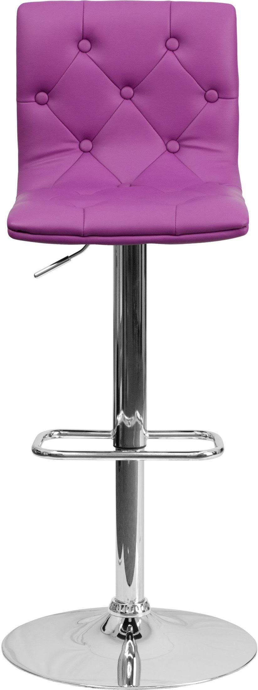 Purple Vinyl Adjustable Height Barstool with Chrome Base F31669