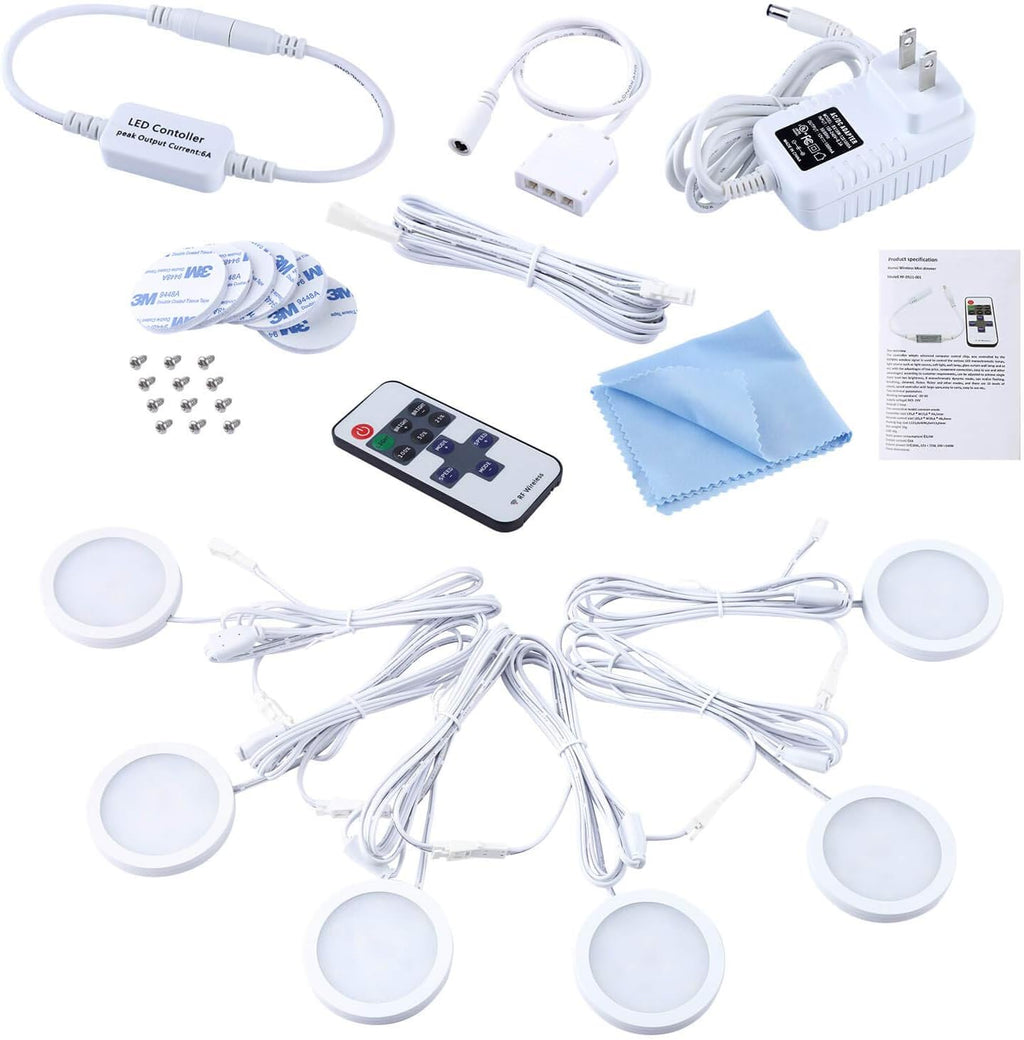 Warm White 10 Lights Linkable Dimmable LED Puck Lights K355