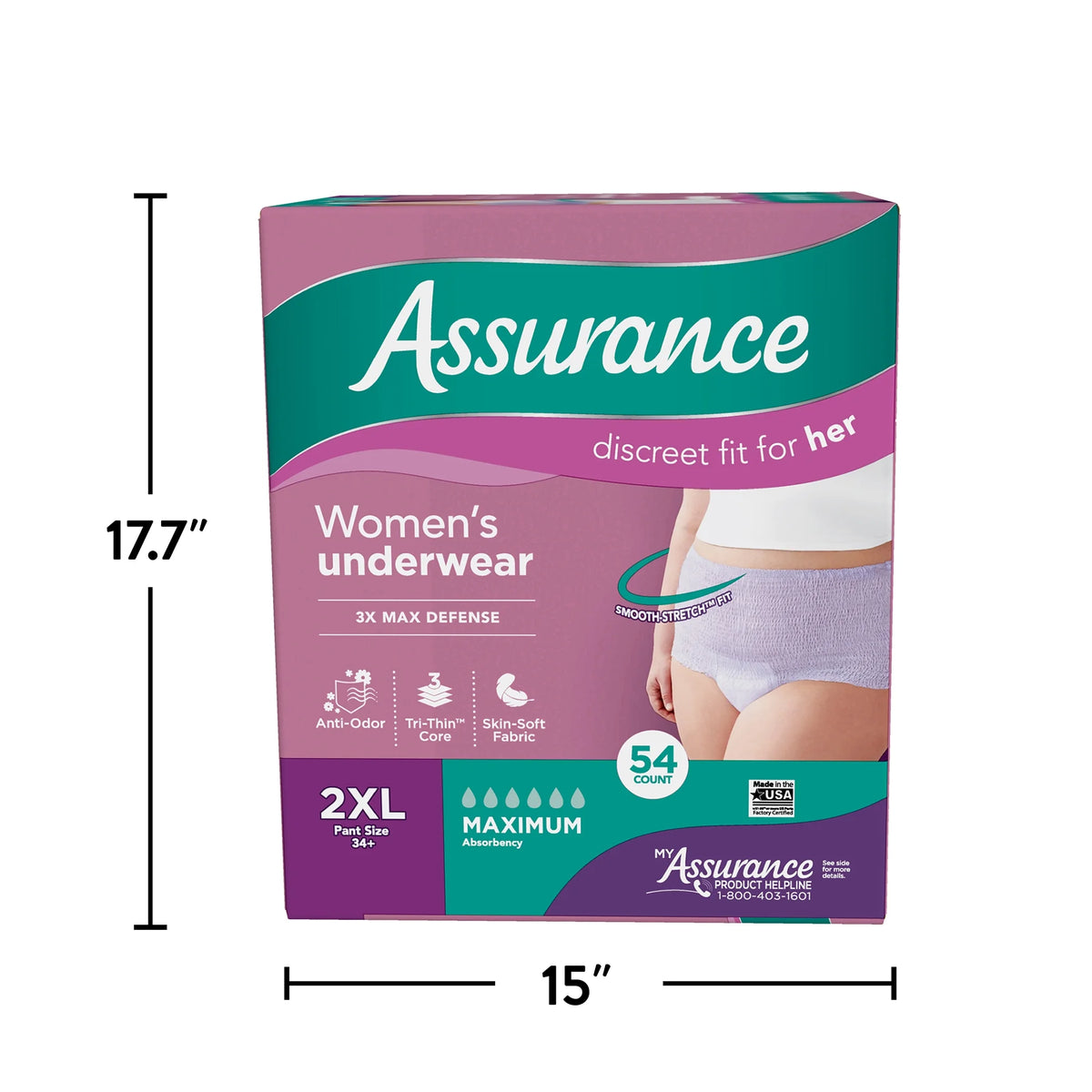 Women's Incontinence & Postpartum Underwear, 2XL, Maximum Absorbency (54 Count) W8916