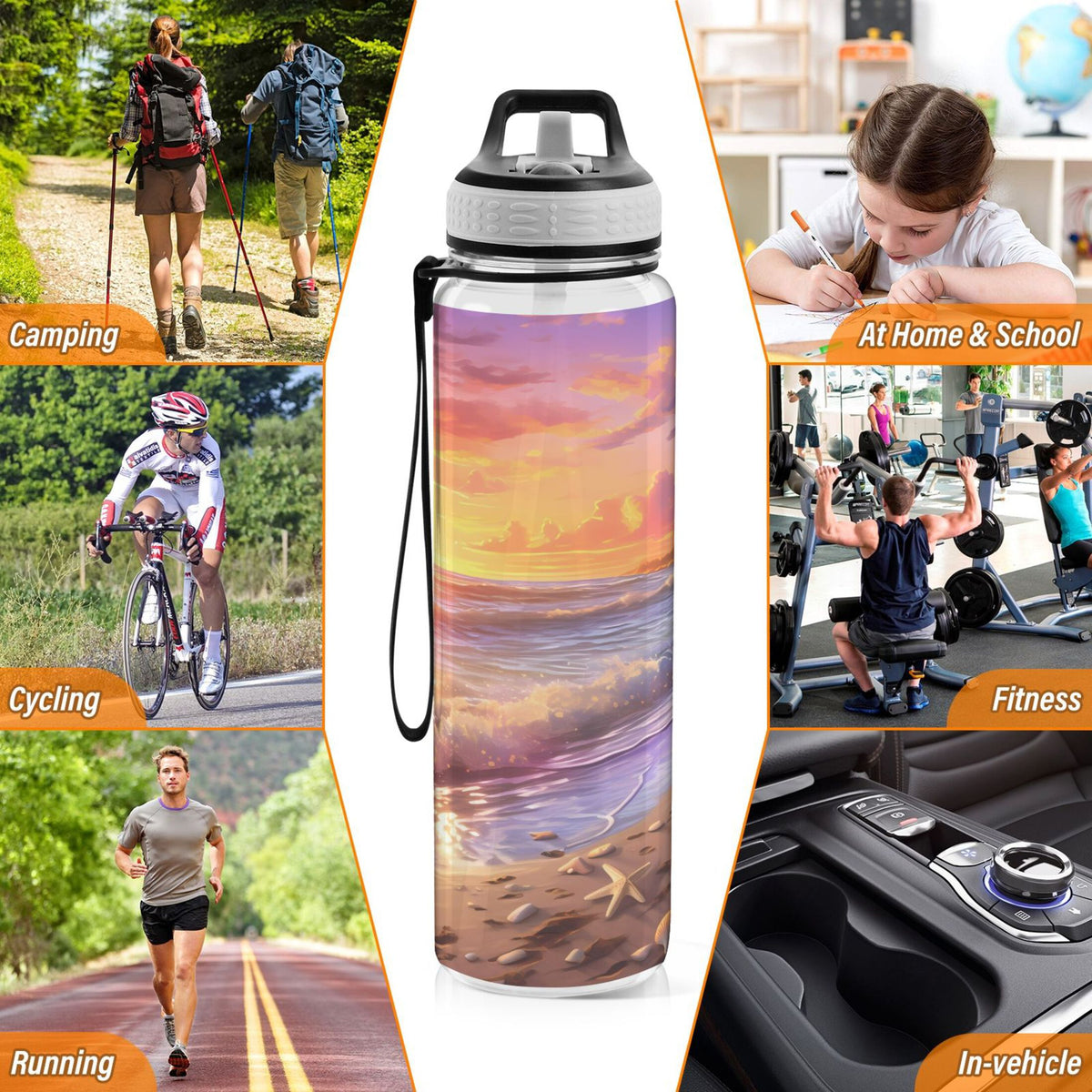 32oz Leakproof Tritan Sports Water Bottle with Straw D12642