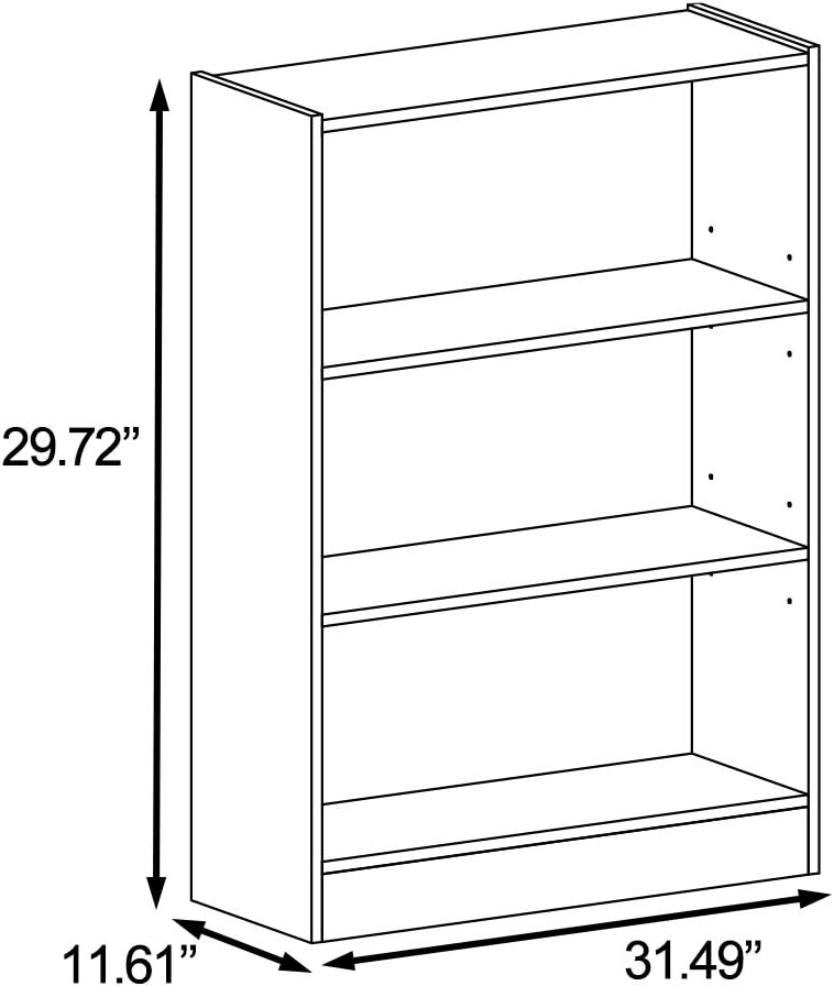 Grey 3 Shelf Bookshelf and Bookcase Storage Unit T3402