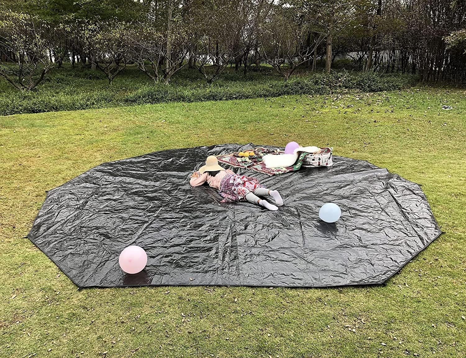 Black Waterproof Groundsheet Tarp for Camping O64698