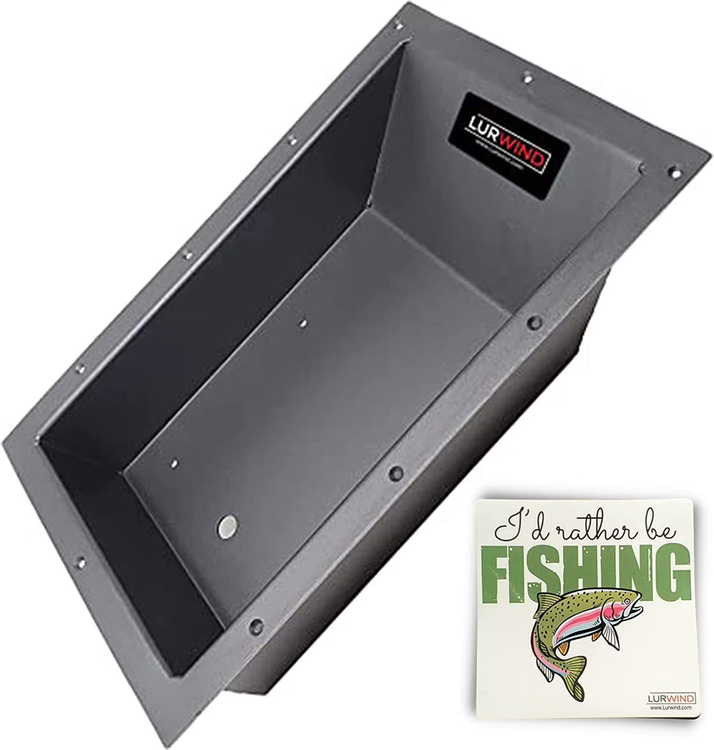 Black Powder Coated Aluminum Recessed Trolling Motor Pan with Sticker F2259