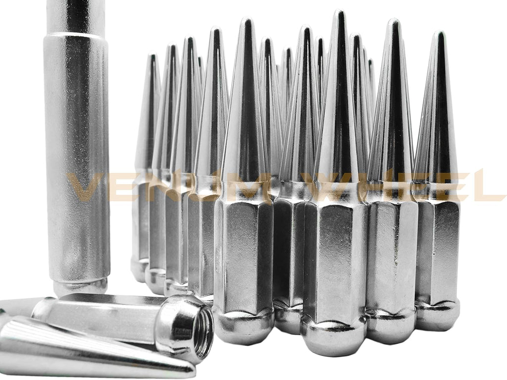 Chrome Spike Lug Nuts 14x1.5 Thread Pitch 4.5" Total Length Pack of 2 M1160