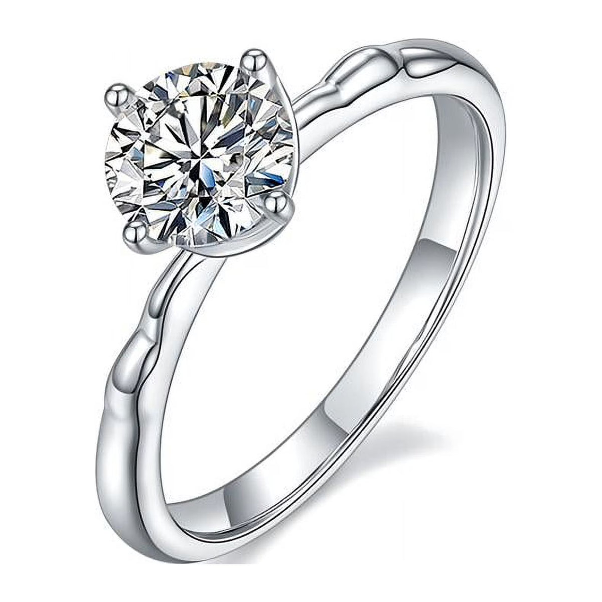 18K White Gold Plated Moissanite Solitaire Engagement Ring M693