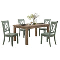 5-Piece Wood Dining Set in Natural and Teal H644072
