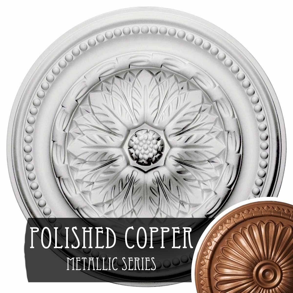 15 3/4 inch x 1 7/8 inch Hand-Painted Polished Copper Ceiling Medallion Y65634