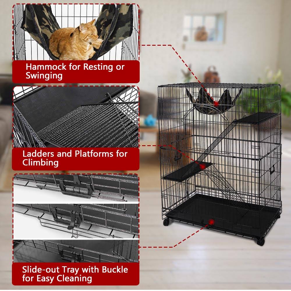 Large Cat Wire Cage Playpen with Hammock U843