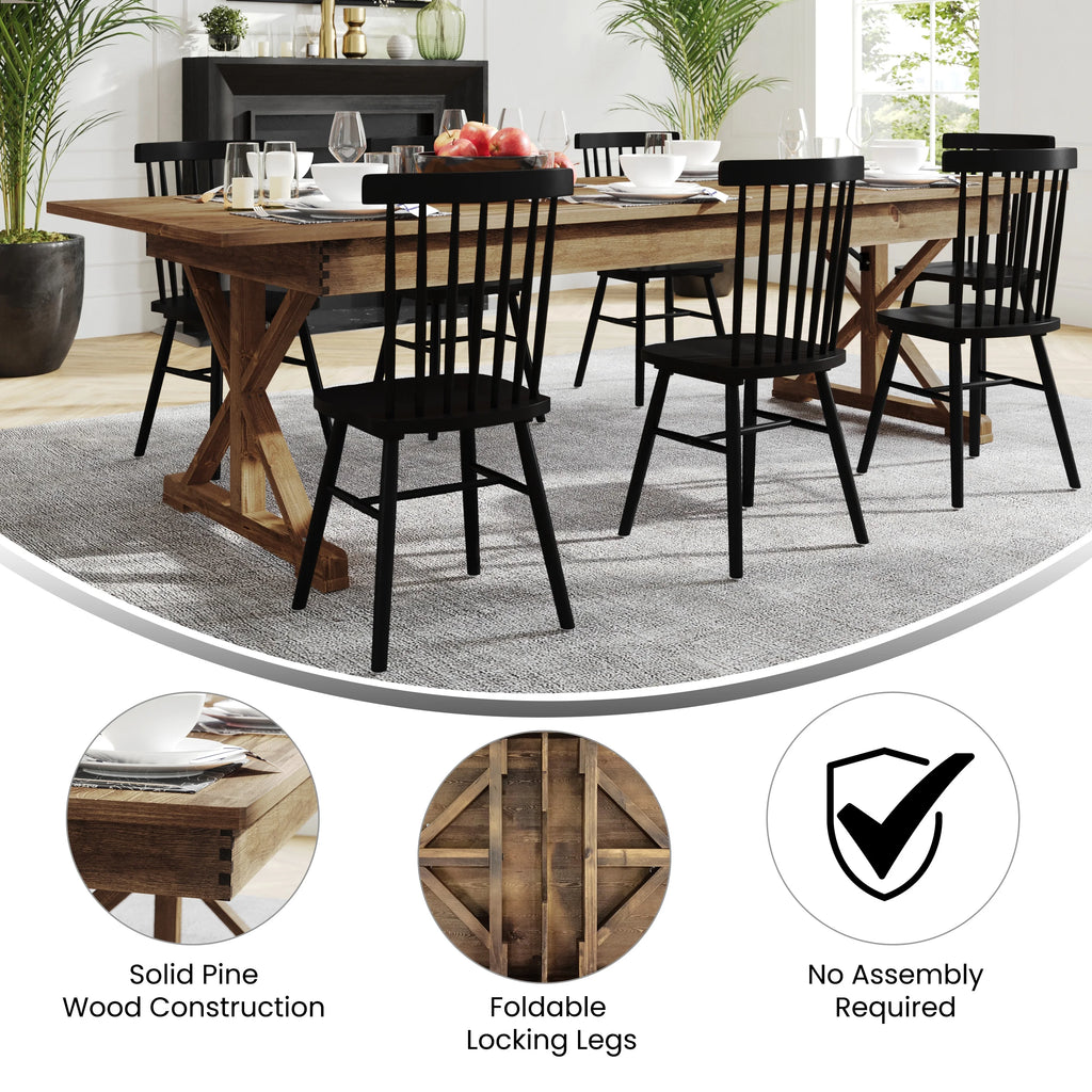 Antique Rustic Solid Pine Folding Farm Table I2245