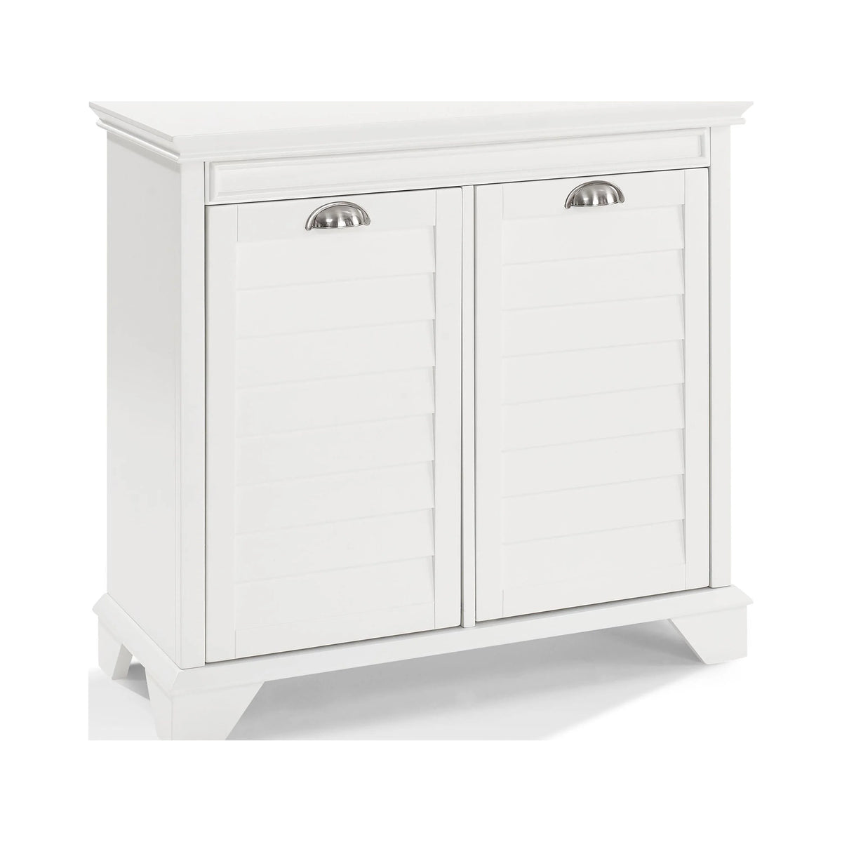 White/Chrome MDF Wood Laundry Hamper N3536