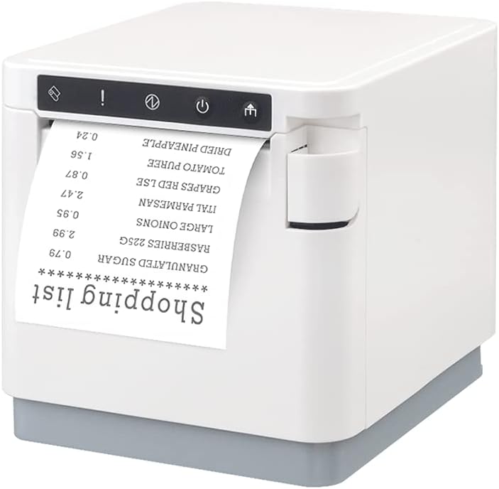 Thermal Receipt Printer, 80mm Direct Thermal Printer, 300mm/s POS Printer with USB Serial LAN Cash Drawer Port Auto Cutter ESC/POS Command (White) O66440