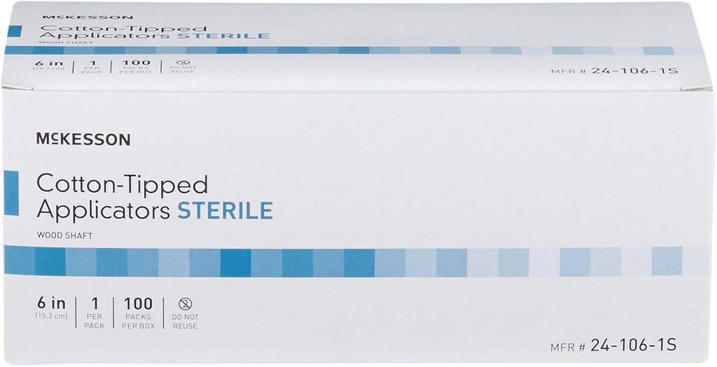 Sterile Cotton-Tipped Applicator Swabstick, Wood Shaft, 6 in, 1000 Total F391696
