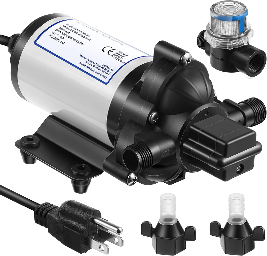 Self Priming Diaphragm Pump 115V 4 Gpm 45 Psi with Power Plug A990304