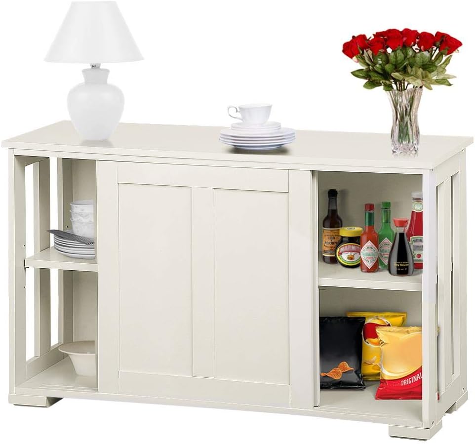 Black Wooden Buffet Sideboard with Sliding Door L27631