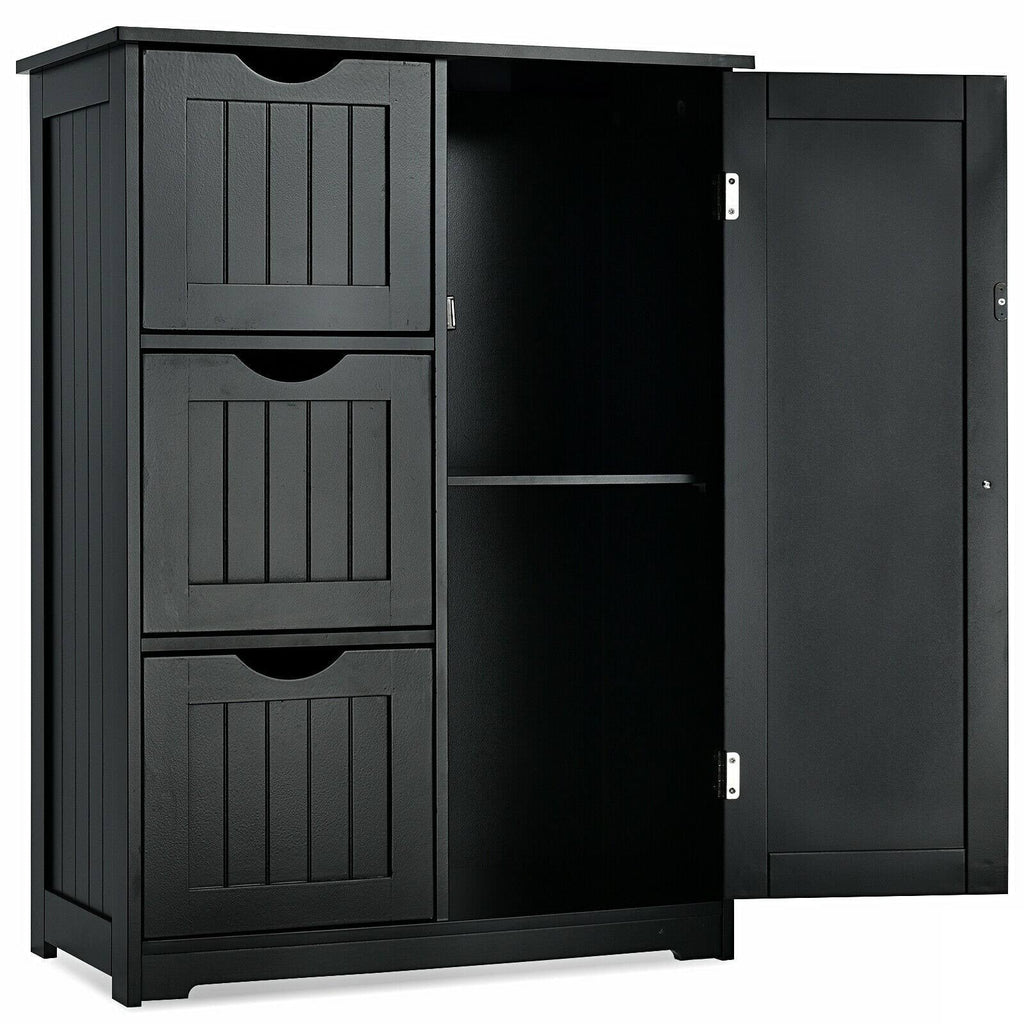 Grey Bathroom Floor Cabinet with 3 Drawers and 1 Cupboard T61830