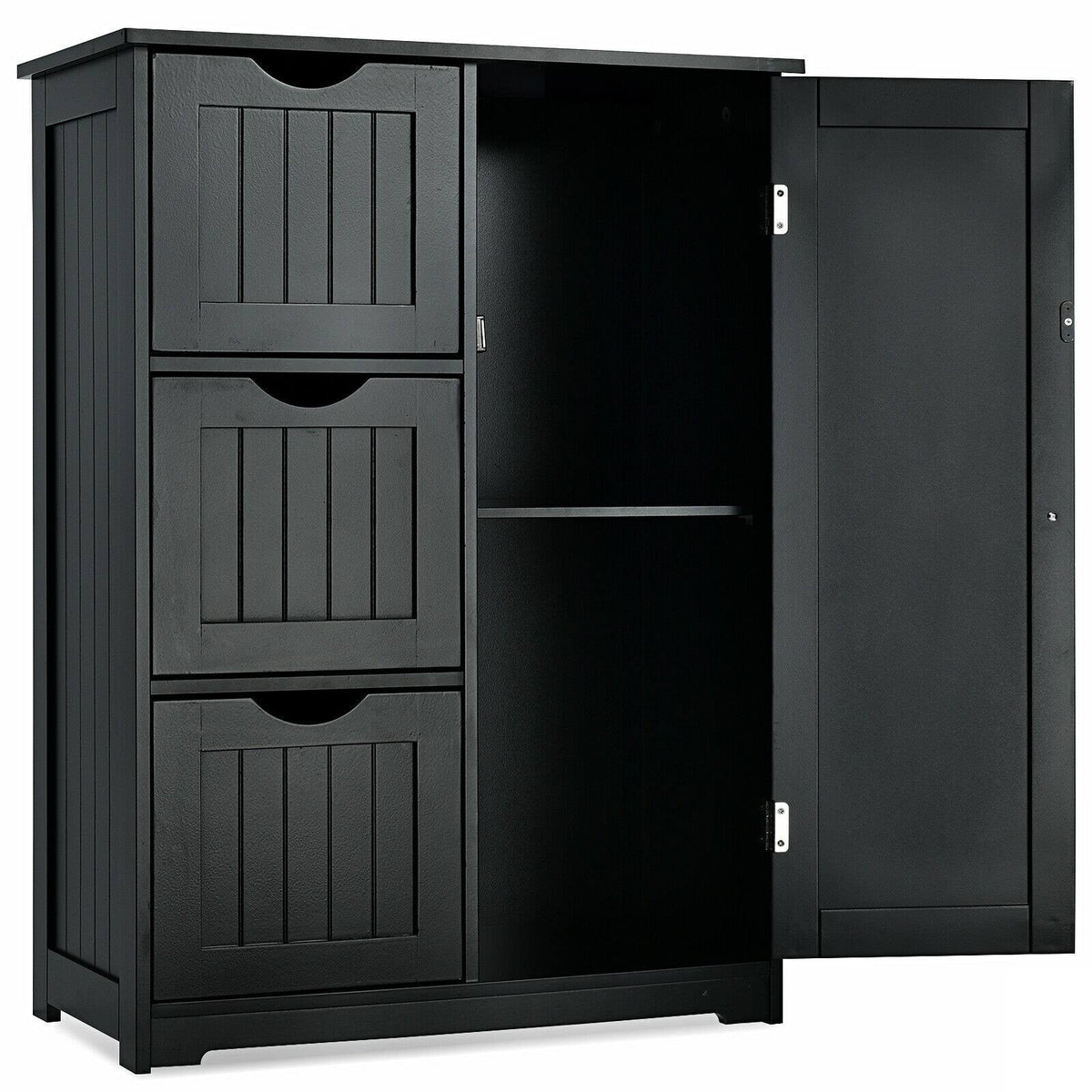 Grey Bathroom Floor Cabinet with 3 Drawers and 1 Cupboard T61830