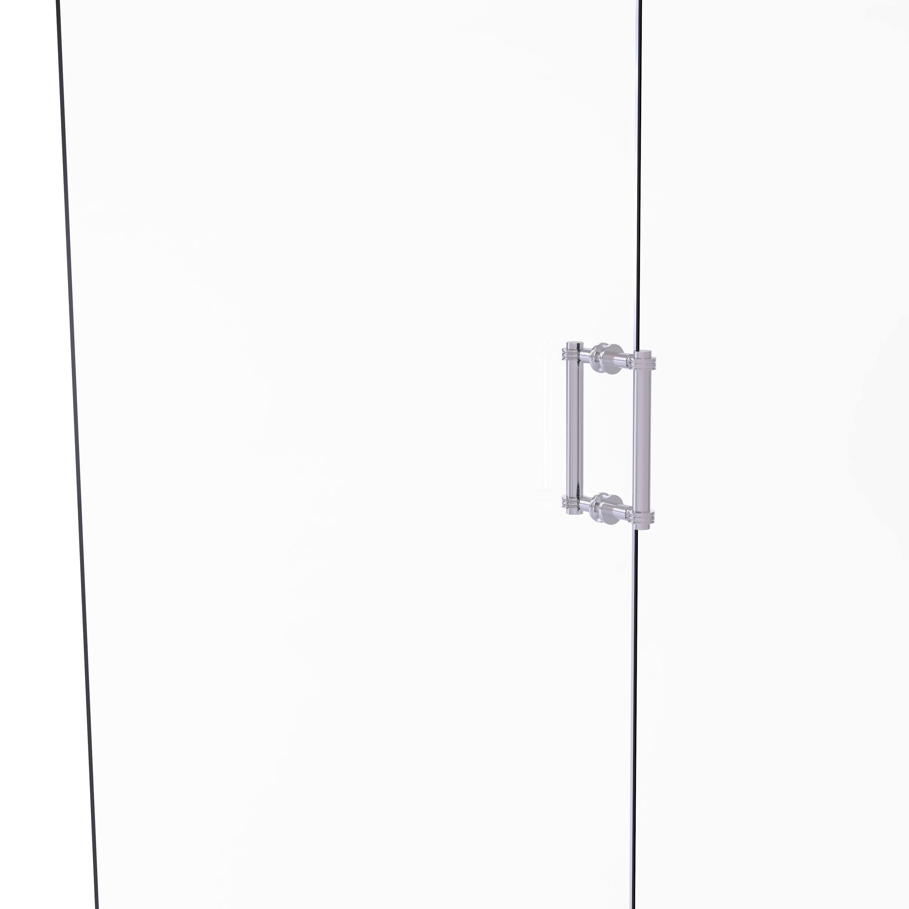 8 in. Back to Back Shower Door Pull with Dotted Accent Satin Chrome Z214