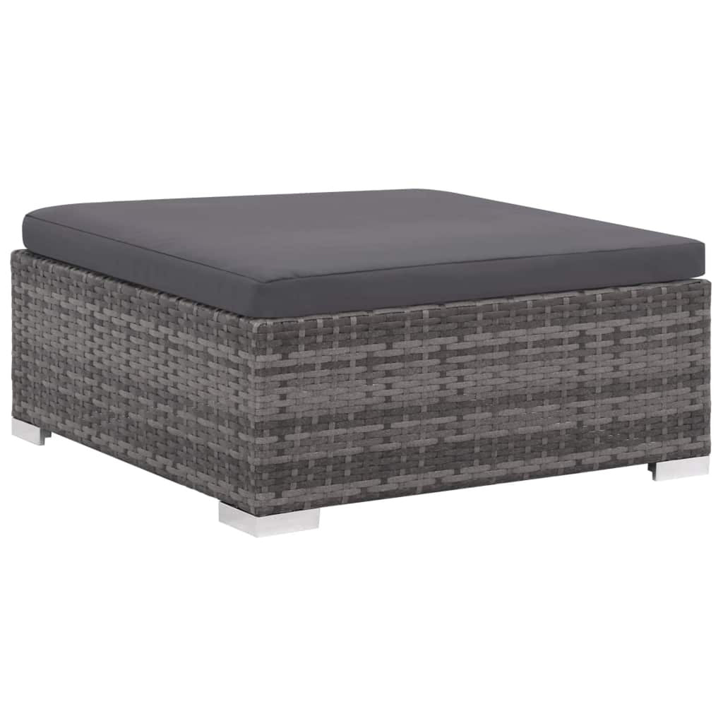 12 Piece Gray Poly Rattan Outdoor Patio Sectional Sofa with Coffee Table and Ottoman M58424