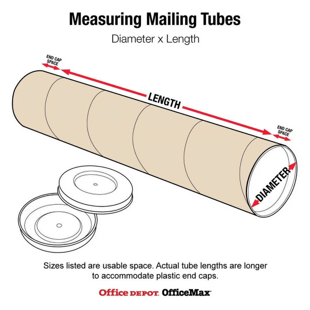 Mailing Tubes with Caps 2" x 22" Kraft 50/Case A8713