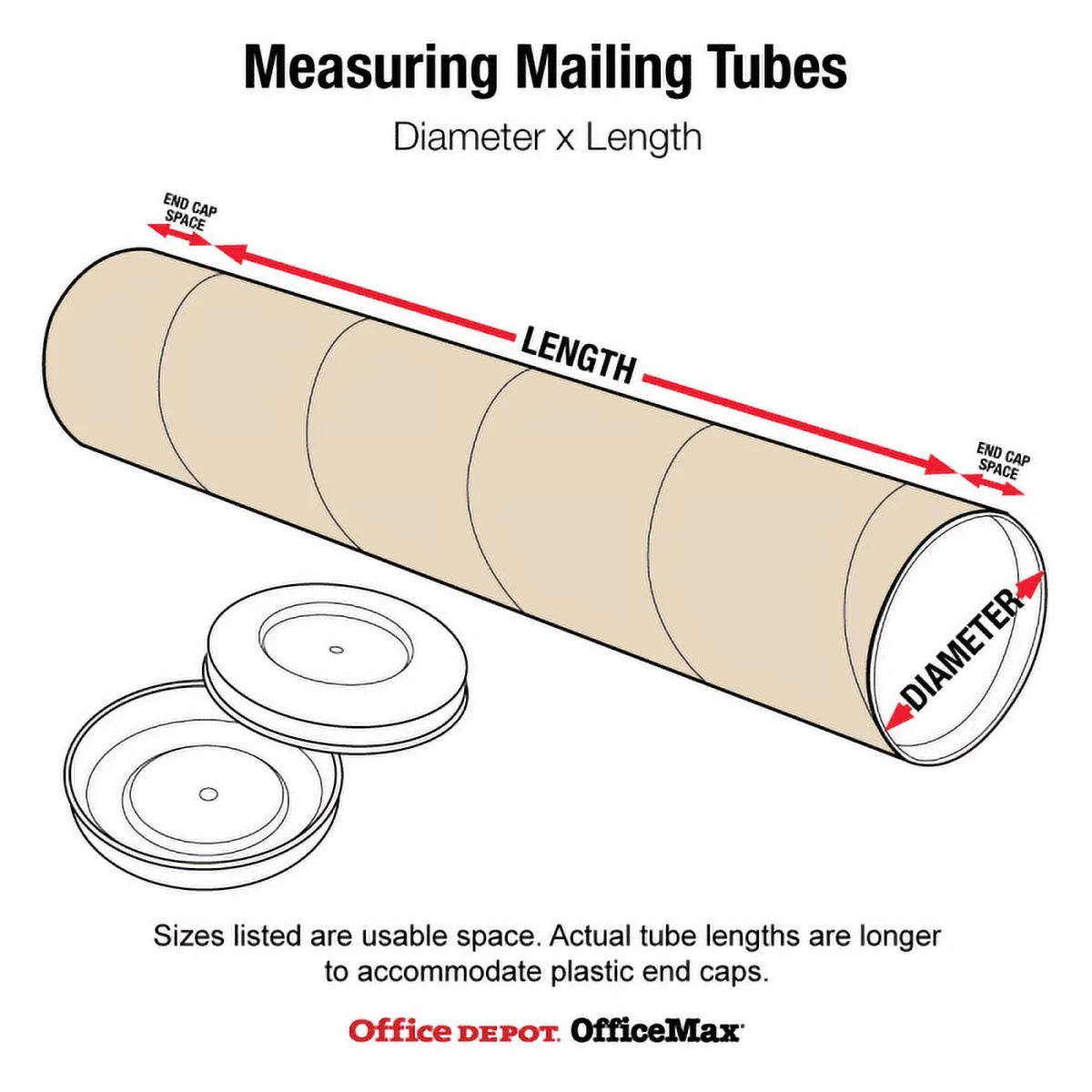 Mailing Tubes with Caps 2" x 22" Kraft 50/Case A8713