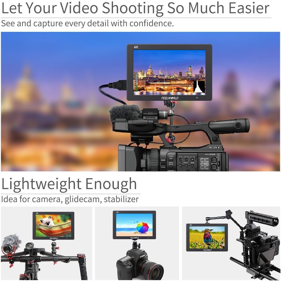 7 Inch IPS 4K HDMI Camera Field Monitor with Solid Aluminum Housing D682242