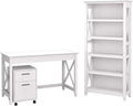 48W Writing Desk with 2 Drawer Mobile File Cabinet and 5 Shelf Bookcase F649213