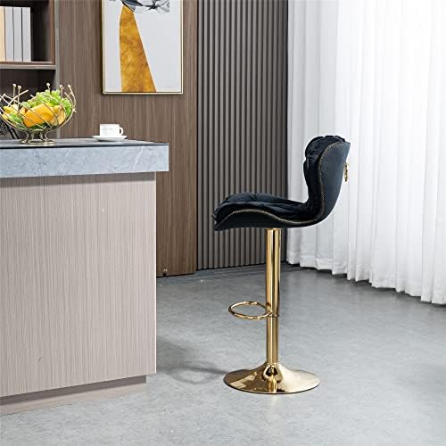 Rose Red Velvet Tufted Counter Stools with Gold Base M4599