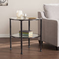 Black Metal and Glass Round End Table W912