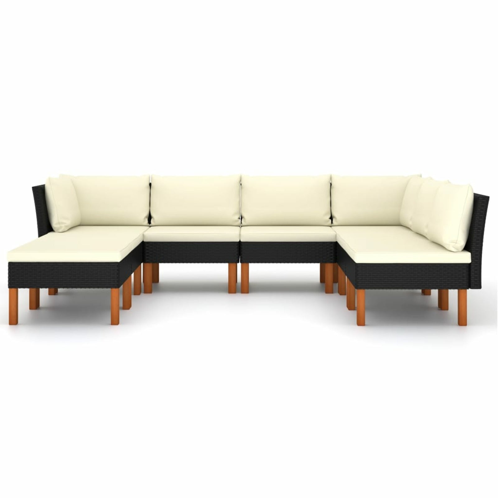 8 Piece Poly Rattan Garden Set with Cushions Black S444376