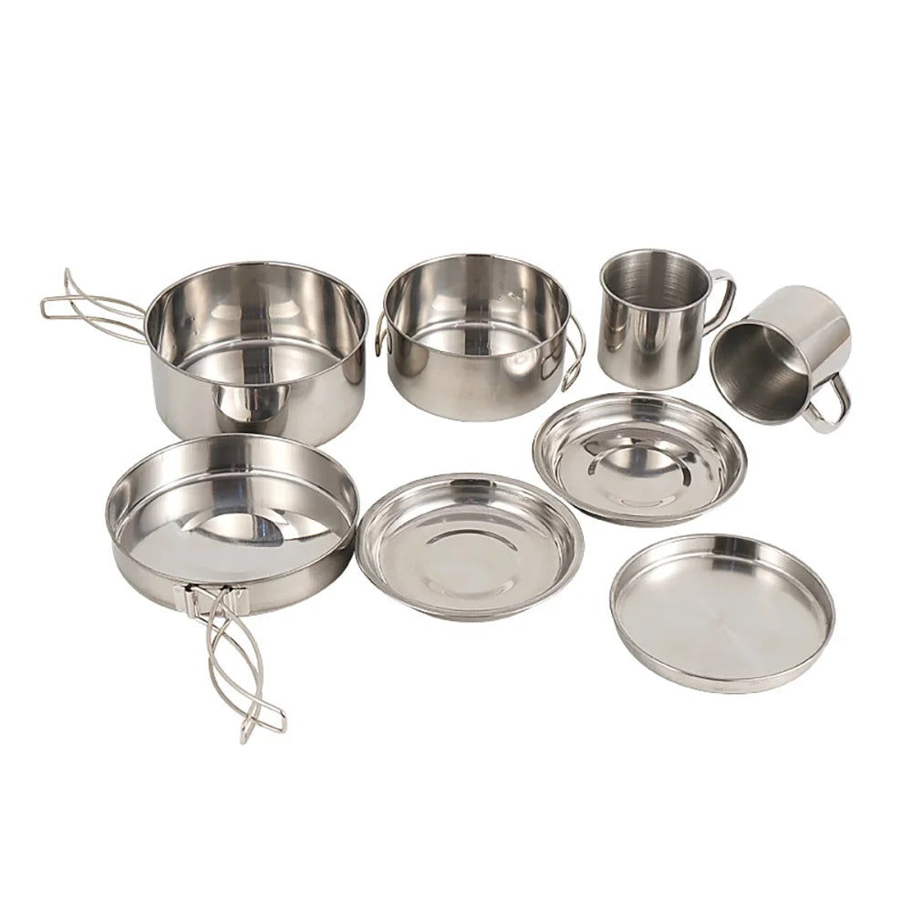 8PCS Stainless Steel Camping Cookware Mess Kit P892