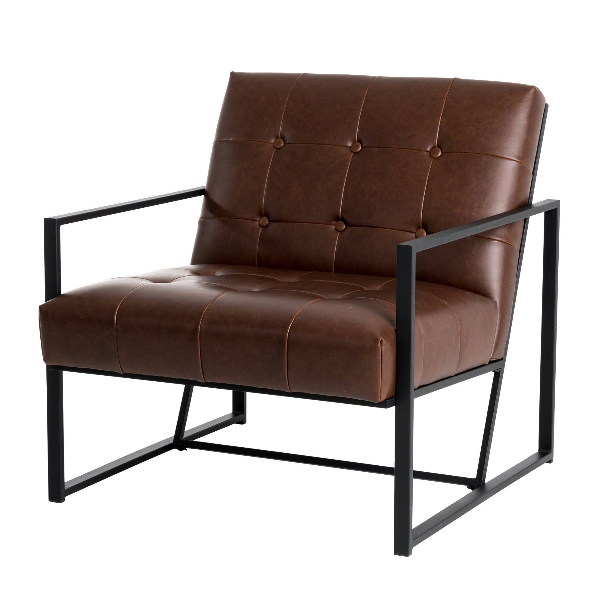 Black PU Leather Tufted Accent Chair R683